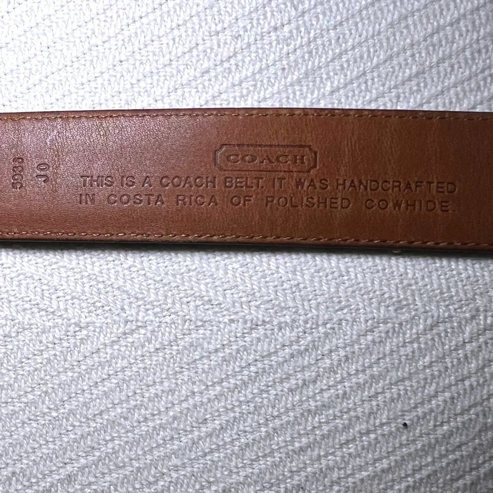 Coach 5938 Mens Black Polished Cowhide Leather Dress Belt Silver Buckle 34 85cm